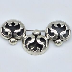 Vtg Victoria 53 Ana Nunez Brilanti Mexico Sterling Silver MCM Brooch Mid Century